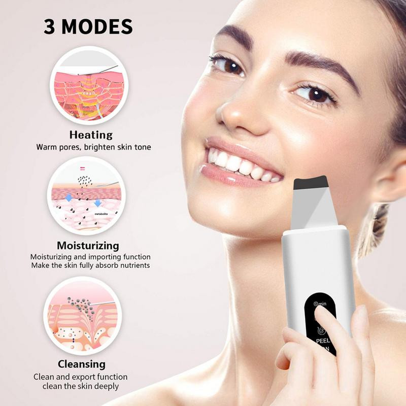 Skin scrubber spatula arcbőrradír spatula mitesszer eltávolító tisztító vízálló USB töltő az arc mély tisztításához