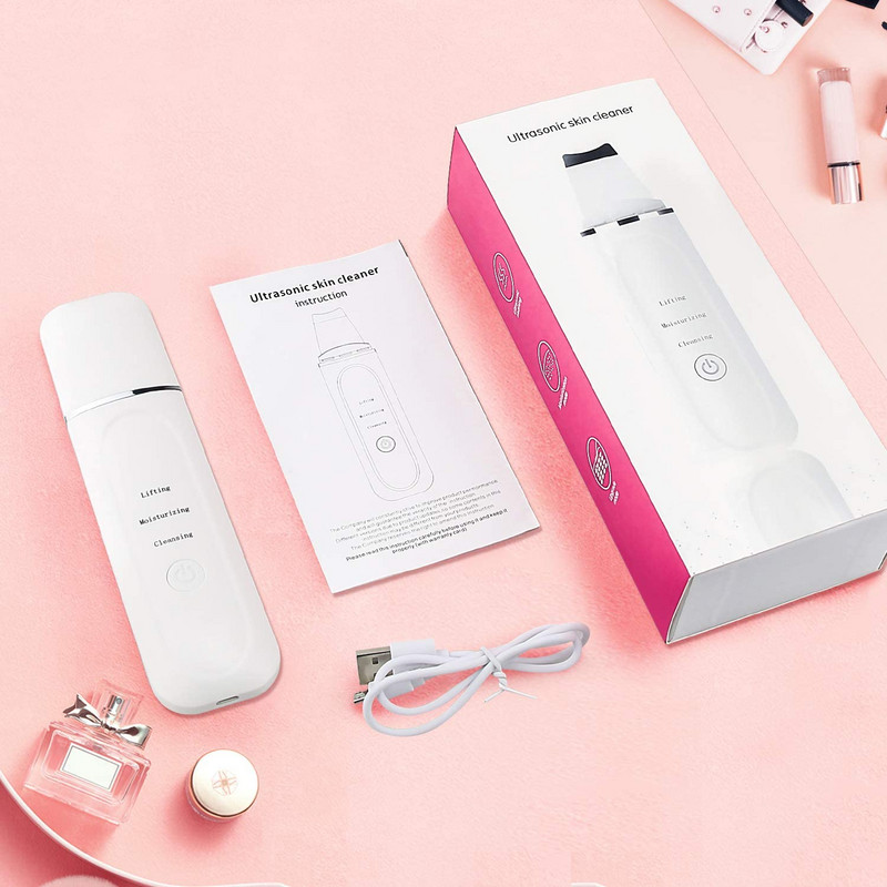 45°C Scrubber pentru piele facială, cu ultrasunete electric, cu ioni EMS, pentru îndepărtarea punctelor negre, masaj pentru lifting facial, pentru îndepărtarea ridurilor