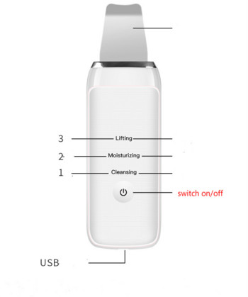 USB акумулаторен ултразвуков скрубер за дълбоко почистване на лице Вибрация Премахване на мръсотия Черни точки Намаляване на бръчките Пилинг на лицето