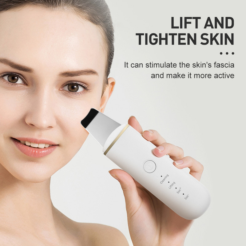 Ultrahangos bőrradír arctisztító ion akne mitesszer eltávolító peeling lapát tisztító arcmasszírozó arc lifting gép