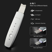 6-IN-1 Veido odos šveitiklis raudonai mėlynas LED fotonų terapijos EMS ultragarsinis porų giluminis šveitiklis šveičiamasis inkštirų šveitimas