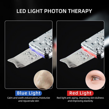 6-В-1 Скрубер за кожата на лицето Red&Blue LED Photon Therapy EMS Ултразвуков препарат за дълбоко почистване на порите Пилинг Лопата за ексфолиране на черни точки