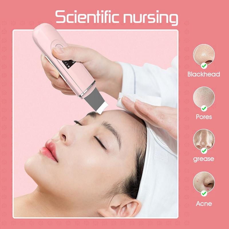 Képernyővel Ultrahangos bőrradír Arcmasszírozó Mitesszer eltávolító Arcpórustisztító Mély arcápoló Sonic Peeling Készülék