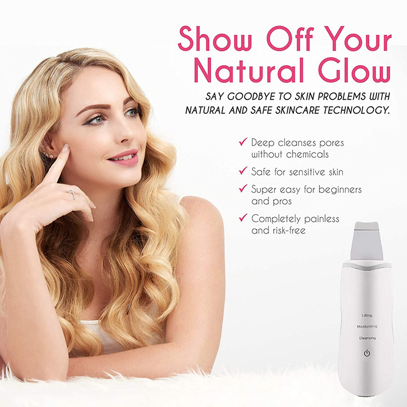 Ultrahangos bőrradír vibrációs arc spatula mitesszer eltávolító arcradír lapát Tiszta kavitációs peeling arc lifting