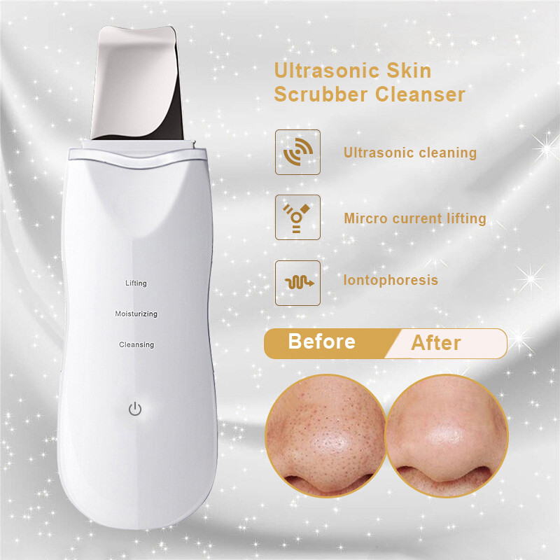 Ultrahangos bőrradír vibrációs arc spatula mitesszer eltávolító arcradír lapát Tiszta kavitációs peeling arc lifting