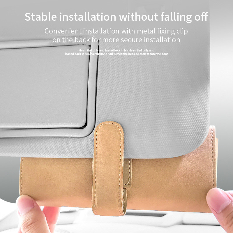 Automobilinis skydelis nuo saulės akinių dėklas Clip Kabykla Tvirtinimas Akinių laikiklis zomšinis PU odos kortelės bilietų laikymo dėžutė akinių laikiklis