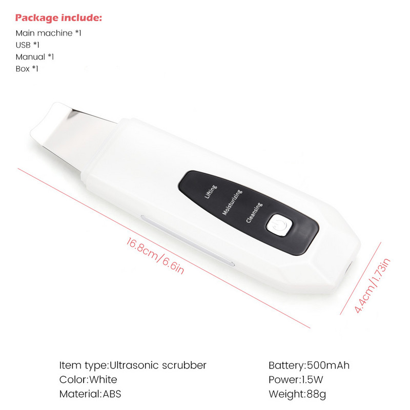 Ultrazvučni piling kože Stroj za dubinsko čišćenje lica Lopata za piling Čistač pora na licu Sredstvo za čišćenje kože lica Alat za njegu