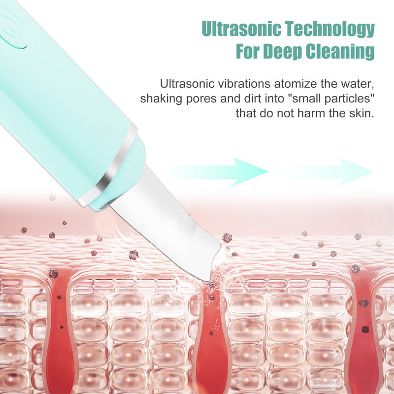 Újratölthető ultrahangos arctisztító bőr ultrahang gép súroló tisztító vibráció mitesszer eltávolító arc pórus peeling