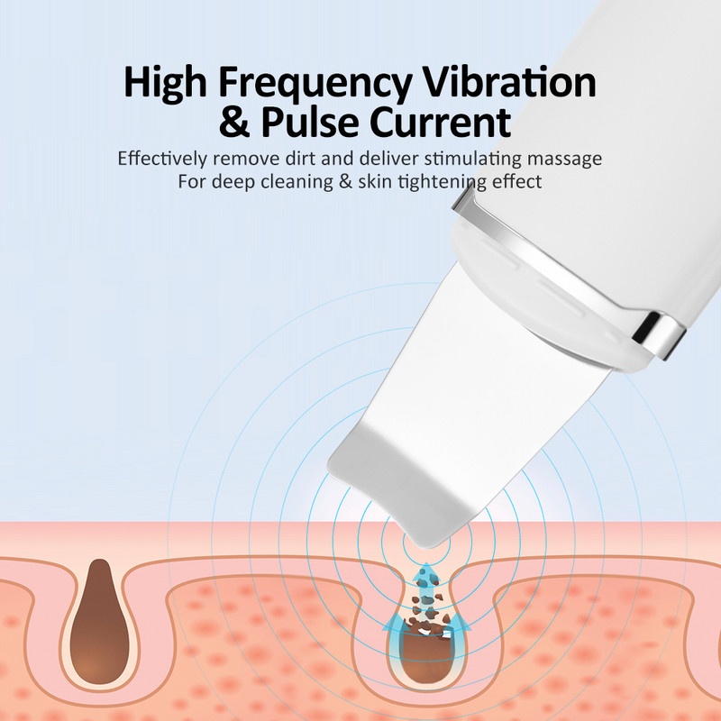 Ultrazvučni piling kože Stroj za čišćenje lica Sredstvo za uklanjanje mitesera Lopata za ljuštenje Čistač Masažer za lice Alati za njegu kože