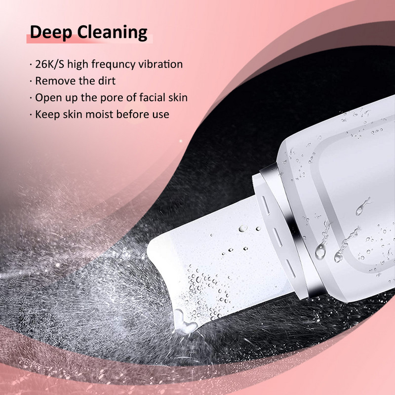LCD digitális EMS ultrahangos bőrradír lift gép mély arctisztító peeling arc spatula mitesszer eltávolító masszázseszközök
