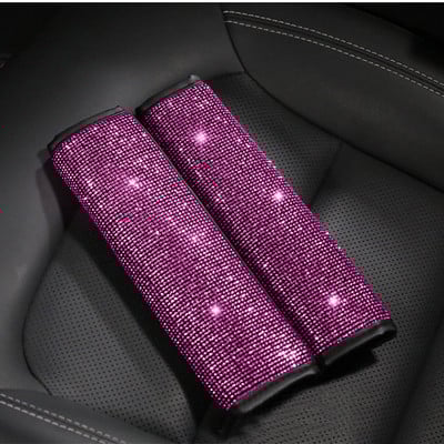 Bling Rhinestone Crystal univerzális autós biztonsági öv párnák huzat puha kényelem plüss vállpánt heveder párna autós táskához 2 csomag