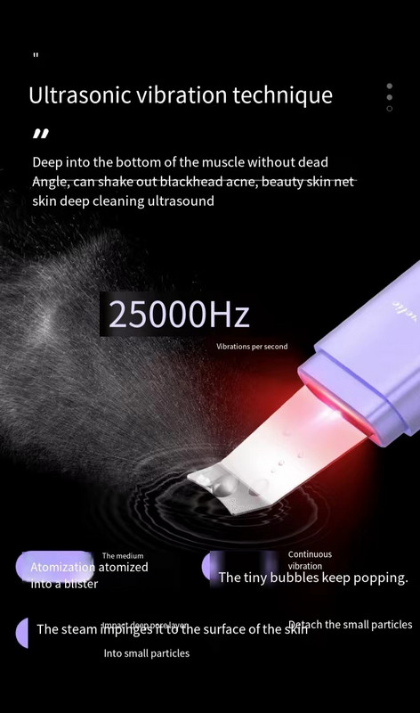 Ultrahangos bőrradír peeling lapát EMS mikroáramú ion akne mitesszer eltávolító arc mélytisztító arc lifting eszközök