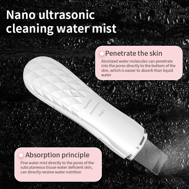 42℃ Fűtés Ultrahangos arcbőrradír Állandó hőmérsékletű Ion Arc Mélytisztító Peeling Lapát Hámlasztó Bőrápoló
