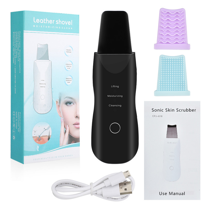 Ultrahangos elektromos bőrradír gép bőrfiatalító lapát Beauty akne mitesszer Reomver peeling arctisztító spatula