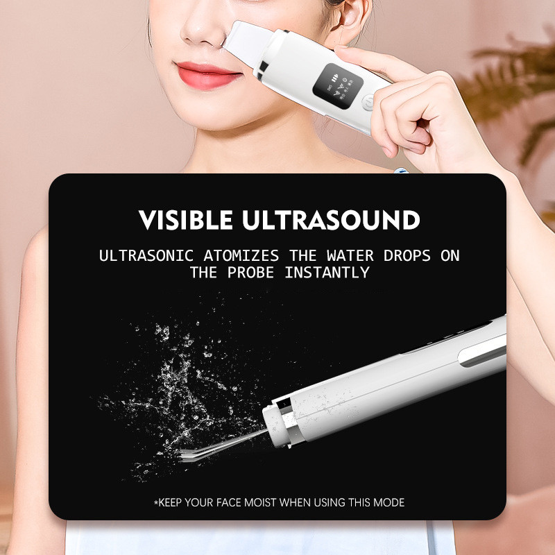 Ultrahangos tisztító arcradír Led EMS hosszú masszírozó arc peelinghez lifting bőrápoló arc spatula