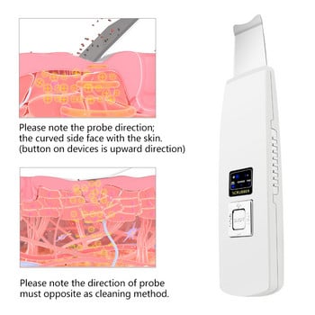 Акумулаторен скрубер за кожа Ултразвуков пилинг за лице Машина за дълбоко почистване на лице Премахване на мръсотия Черни точки Намаляване на бръчките Инструменти за избелване