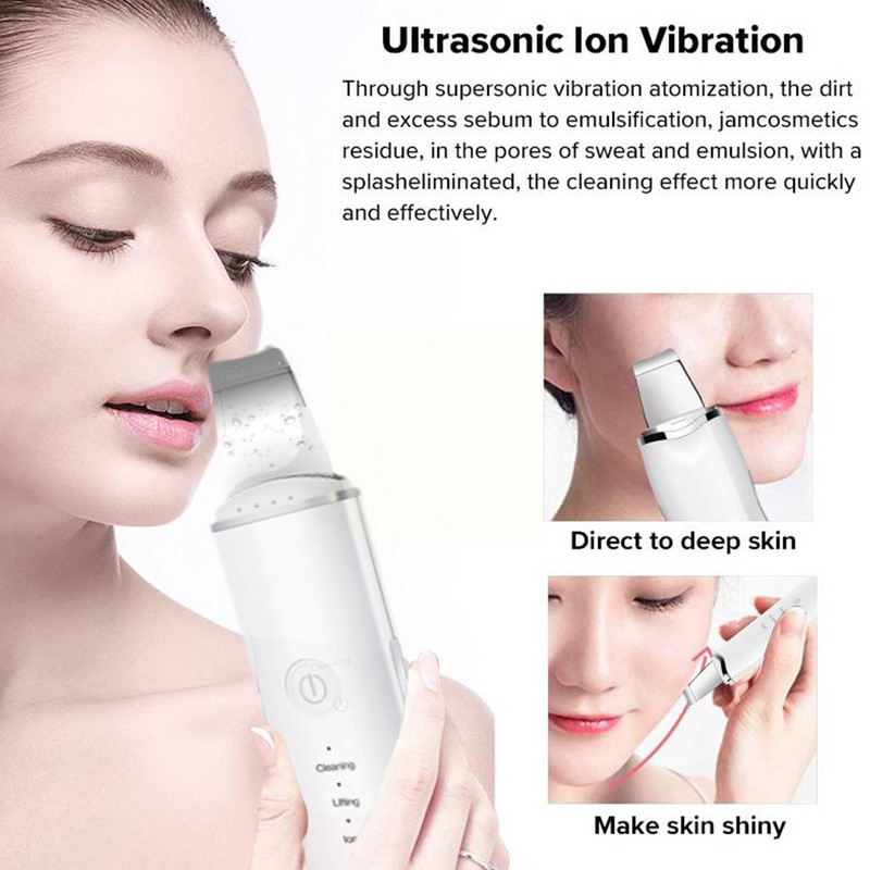 Ultrahangos Bőrradír Vibráló Arc Spatula Mitesszer eltávolító Peeling Arcradír Lifting Lapát Clean Facial Machi L6Z2