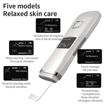 Ultrasonic Facial Skin Scrubber Remover για μαύρα στίγματα ακμής Peeling Shovel Cleaner Massager Skin Care Υπερηχητικός καθαρισμός Beauty