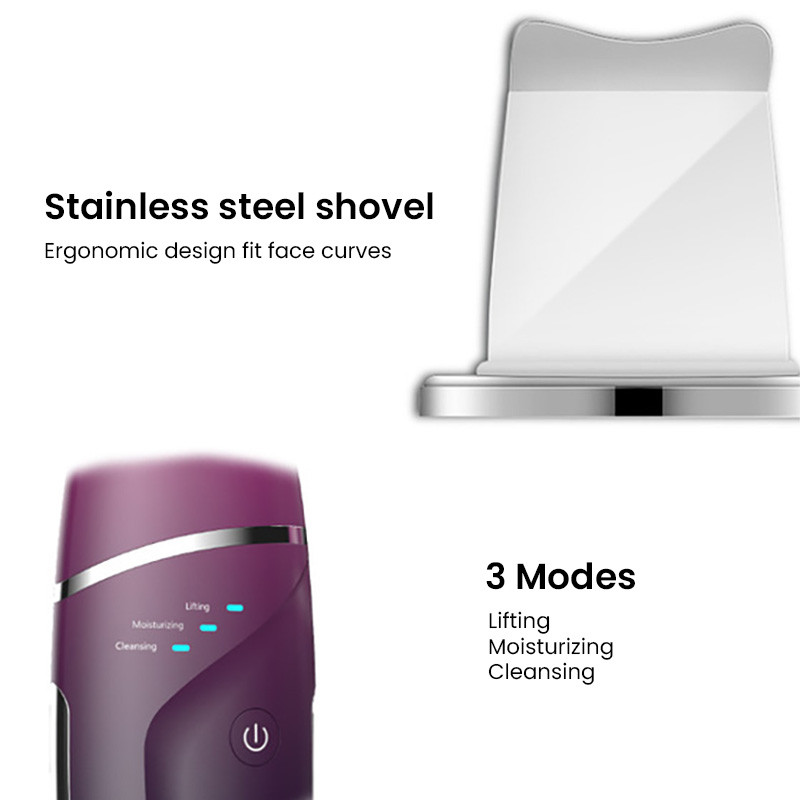 Skin Scrubber Exfoiator mélytisztító arc spatula mitesszer eltávolító 3 mód USB újratölthető ultrahangos EMS lifting eszköz