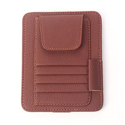 Козирка за кола Кожен органайзер Чанта за съхранение Карта Съхранение на държач за очила Карти Органайзер за козирка за кола Поставка за слънчеви очила