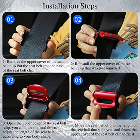 2 ks univerzálnych klipov na bezpečnostné pásy do autosedačky, nastaviteľná automatická zarážka, plastová spona, 4 farby, bezpečnostné doplnky do interiéru auta