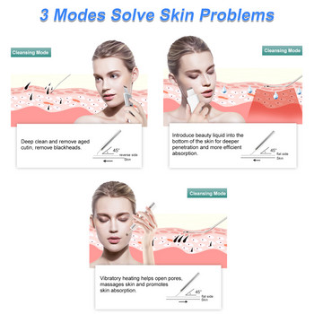 Ultrasonic Shovel Facial Skin Scrubber Skin Spatula Pore Cleanser Θέρμανση Καθαρισμός προσώπου για μαύρα στίγματα ακμή Horniness Cleansing