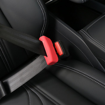 За Tesla Model 3/Y Защитен капак на катарамата на предпазния колан Силиконов предпазител за избягване на сблъсък Червен черен протектор на щипка за предпазен колан