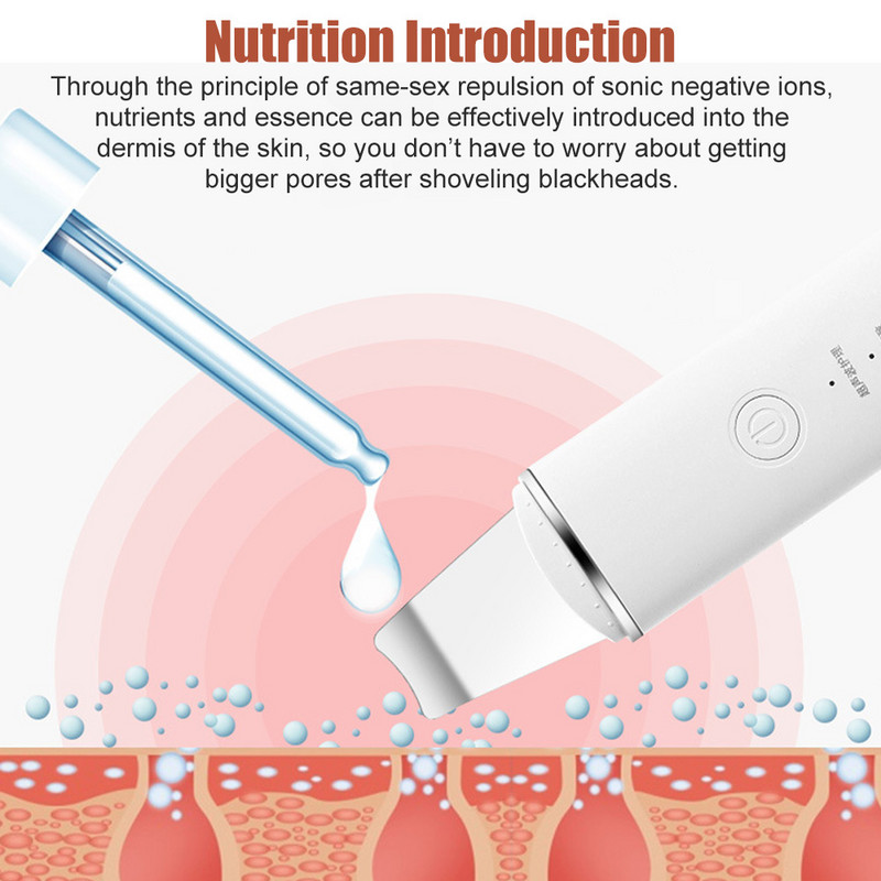 Ultrahangos bőrradír vibrációs arc spatula mitesszer eltávolító lapát Clean kavitációs peeling arc lifting gép