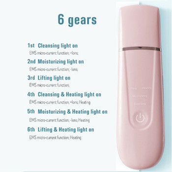 Ultrasonic Skin Scrubber Facial Cleansing Pore Remover Deep Face Cleaner Peeling Heating EMS Lift Beauty Machine