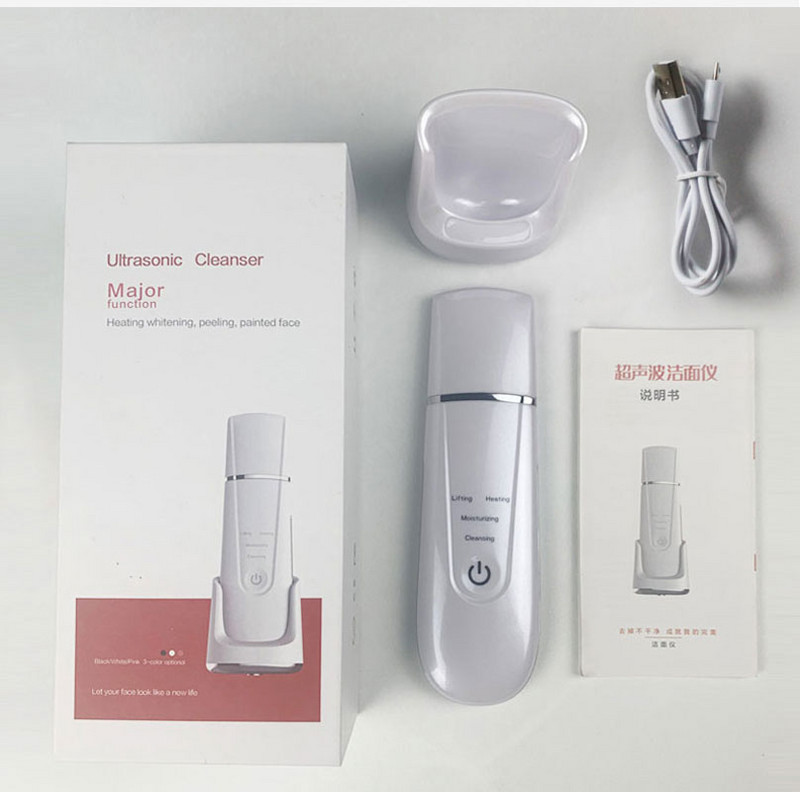 Ultrahangos bőrradír arctisztító pórustisztító mitesszer eltávolító mély arctisztító peeling melegítő EMS Lift szépséggép