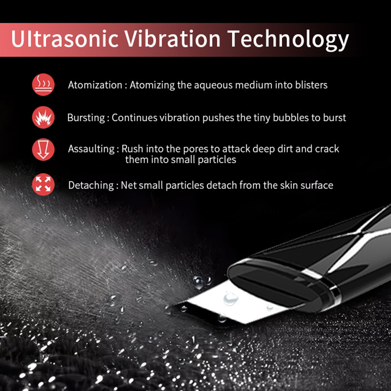 Skin Scruber Scrubber Ultrahangos Supersonic Soundings Tisztítás Mitesszerek eltávolítása Arc spatula Elektromos lapát tisztító
