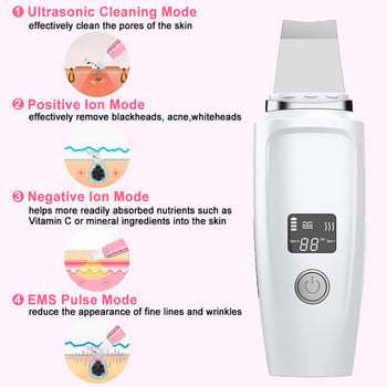 Υπερηχητικό Skin Scrubber Spatula EMS Face Lifting Acne Remover Blackhead Ηλεκτρικό εργαλείο μασάζ δέρματος