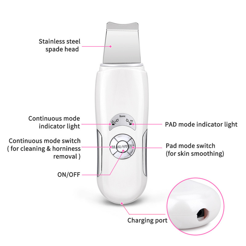 Ultrahangos bőrradír mély arctisztító gép peeling lapát arc pórustisztító arcbőrradír lifting gép