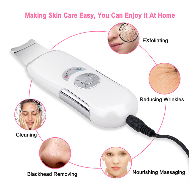Ultrahangos bőrradír mély arctisztító gép peeling lapát arc pórustisztító arcbőrradír lifting gép