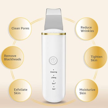 Facial Cleaner Dermabrasion Ion Ultrasonic Skin Scrubber and Ultra Sonic Beauty Personal Care Εξοπλισμός Ακμής Pore Beauty