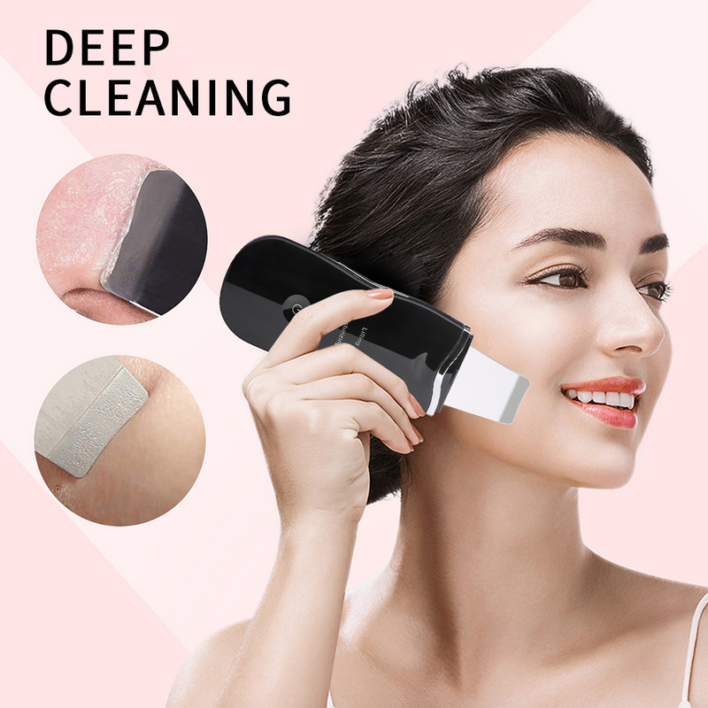 Arctisztító lapát Ultrahangos Bőrradír Vibrációs Arc Spatula Mitesszer eltávolító Tiszta Scraper Kavitációs Peeling