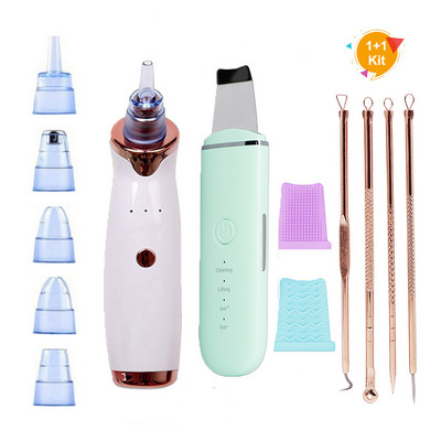 Scrubber cu ultrasunete Racletă facială Dispozitiv de îndepărtare a punctelor negre Kit de curățare a feței Dispozitiv de exfoliere a feței cu cavitație facială profundă