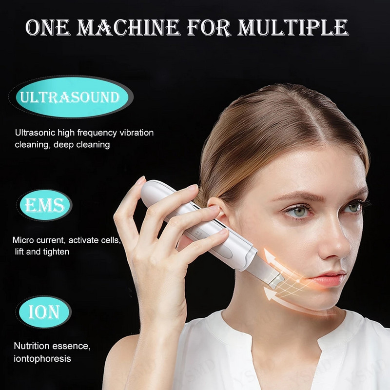 Ultrahangos arcbőrradír tisztító akne mitesszer eltávolító EMS peeling lapát Arctisztító Bőrápoló Lift Szépségeszközök