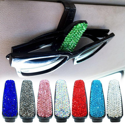 Suport pentru ochelari din plastic Strasuri Auto Vizor de soare Ochelari de soare Ochelari de vedere Ochelari Suport pentru bilete Clip Clemă