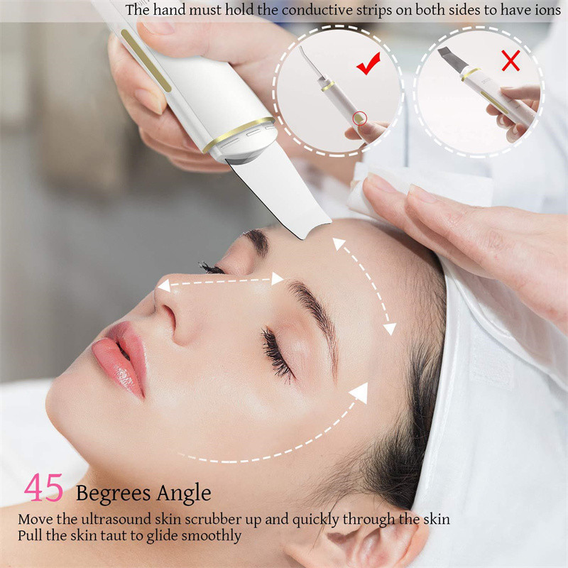 Ultrahangos bőrradír vibrációs arc spatula mitesszer eltávolító arcradír lapát Clean kavitációs peeling bőrradír