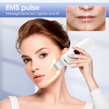 Καθαριστικό προσώπου με υπερήχους Θέρμανση EMS Ultrasonic Skin scrubber Βαθύς καθαρισμός προσώπου Φτυάρι Περιποίηση δέρματος Face Lift Peeling Beauty Device