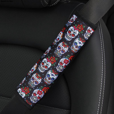 Cool biztonsági öv huzat Leopard Cow Print személyre szabott koponya punk búvárszövet Kényelmes biztonsági öv dekoráció vállpánt autó autó