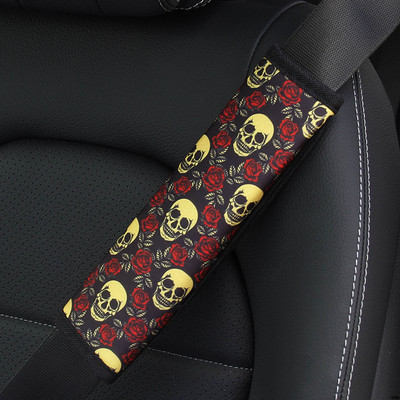 Cool biztonsági öv huzat Leopard Cow Print személyre szabott koponya punk búvárszövet Kényelmes biztonsági öv dekoráció vállpánt autó autó