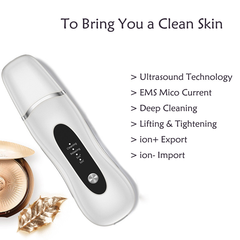 Ultrahangos bőrradír Vibrációs hámlasztó mitesszer eltávolító tisztítógép Skin Relax EMS Facial Lifting Masszírozó
