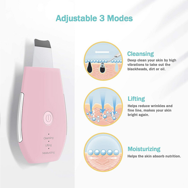 Ultrahangos arcbőrradír Bőr spatula mitesszer eltávolító arcradír lapát Tiszta kavitációs peeling arc lifting
