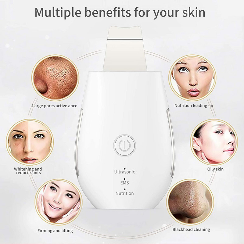 Ultrahangos arcbőrradír Bőr spatula mitesszer eltávolító arcradír lapát Tiszta kavitációs peeling arc lifting