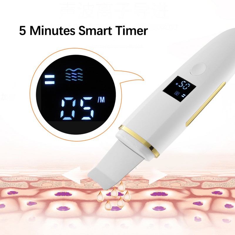 EMS Ultrahangos Bőrradír Arc Peeling Mitesszer eltávolító Mély arctisztító pórustisztító spatula Ultrahangos arctisztító bőrápoló