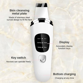 Ultrasonic Face Cleaner Skin Scrubber Care Deep Facial Pore Cleaner Dead Skin Peeling Shovel Face Lifting Machine LCD Beauty