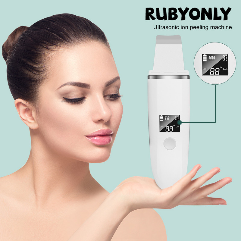 Ultrahangos tisztító képernyővel Ultrahangos bőrradír Mély arctisztító gép Lapáttal Bőrápoló Face Lift Peeling Arckezelés