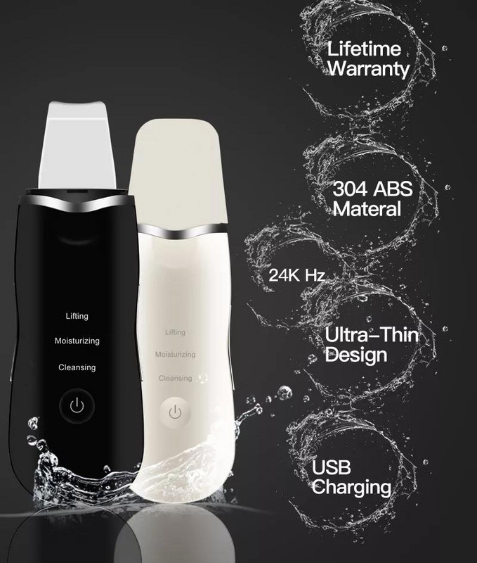 Ultrahangos bőrradír vibrációs arc spatula mitesszer eltávolító arcradír lapát Tiszta kavitációs peeling arc lifting